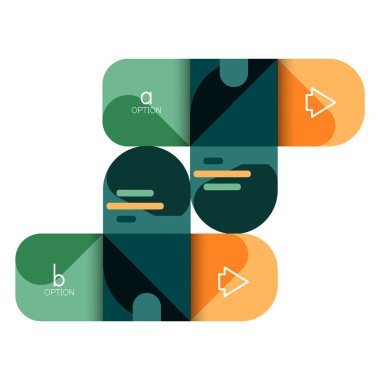 Infographics seçeneği ve adım adım içinde yuvarlak kareler, grafik, grafik, diyagram seçenekleri, parçalar, süreçleri ile unsuru