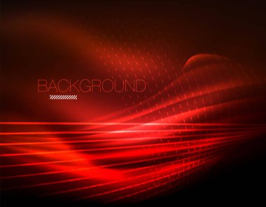 Yumuşak ışık efekti, parlak parlak neon koyu arka plan üzerinde düz çizgiler. Enerji Teknoloji fikir