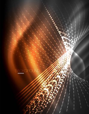 Yumuşak ışık efekti, parlak parlak neon koyu arka plan üzerinde düz çizgiler. Enerji Teknoloji fikir