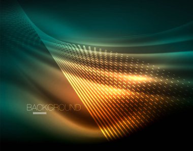 Yumuşak ışık efekti, parlak parlak neon koyu arka plan üzerinde düz çizgiler. Enerji Teknoloji fikir