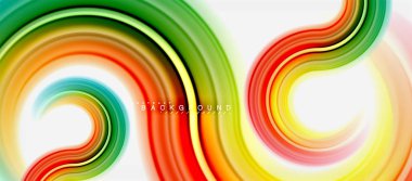 Gökkuşağı sıvı renkli arka plan - girdap ve daireler, bükülmüş sıvı renkler, renkli mermer veya plastik dalgalı doku zemin, çok renkli şablonu için iş veya teknoloji