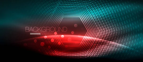 Neon parlayan dalga, sihirli enerji ve ışık arka plan. Duvar kağıdı şablonu, yüksek teknoloji gelecek kavramı