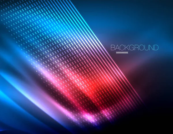 Yumuşak ışık efekti, parlak parlak neon koyu arka plan üzerinde düz çizgiler. Enerji Teknoloji fikir