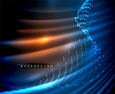 Neon parlayan techno hatları, yüksek teknoloji fütüristik arka plan şablonu kare şekilleri ile