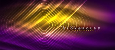 Neon parlayan çizgiler, sihirli enerji uzay ışığı konsepti, soyut arka plan duvar kağıdı tasarımı