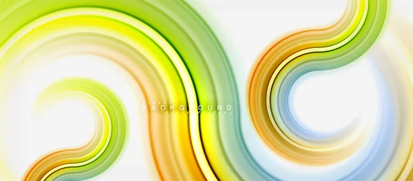 Rainbow fluid color line abstract background - swirl and circles, twisted liquid colours design, colorful marble or plastic wavy texture backdrop, multicolored template for business or technology — Stock Vector