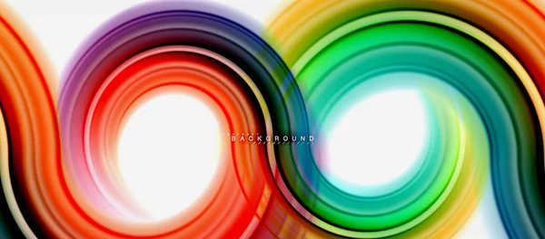 Fondo abstracto de la línea de color fluido arco iris - remolino y círculos, diseño de colores líquidos retorcidos, mármol colorido o fondo de textura ondulada de plástico, plantilla multicolor para negocios o tecnología — Archivo Imágenes Vectoriales