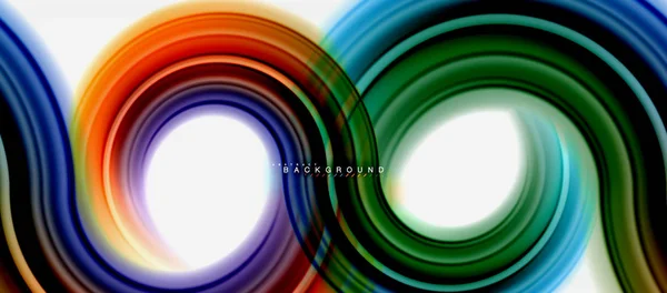 Fondo abstracto de la línea de color fluido arco iris - remolino y círculos, diseño de colores líquidos retorcidos, mármol colorido o fondo de textura ondulada de plástico, plantilla multicolor para negocios o tecnología — Vector de stock