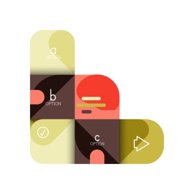 Infographics seçeneği ve adım adım içinde yuvarlak kareler, grafik, grafik, diyagram seçenekleri, parçalar, süreçleri ile unsuru