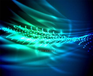 Neon parlayan techno hatları, yüksek teknoloji fütüristik arka plan şablonu kare şekilleri ile