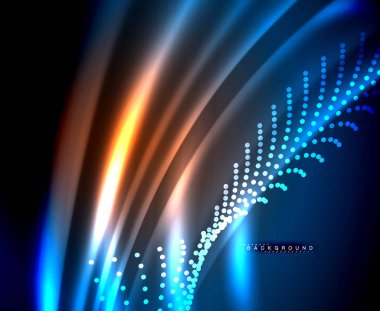 Neon parlayan techno hatları, yüksek teknoloji fütüristik arka plan şablonu kare şekilleri ile