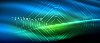 Neon parlayan çizgiler, sihirli enerji uzay ışığı konsepti, soyut arka plan duvar kağıdı tasarımı