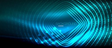 Neon parlayan dalga, sihirli enerji ve ışık arka plan. Duvar kağıdı şablonu, yüksek teknoloji gelecek kavramı