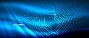 Neon parlayan dalga, sihirli enerji ve ışık arka plan. Duvar kağıdı şablonu, yüksek teknoloji gelecek kavramı
