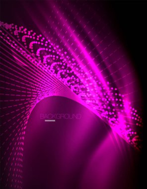 Yumuşak ışık efekti, parlak parlak neon koyu arka plan üzerinde düz çizgiler. Enerji Teknoloji fikir