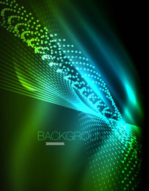 Yumuşak ışık efekti, parlak parlak neon koyu arka plan üzerinde düz çizgiler. Enerji Teknoloji fikir