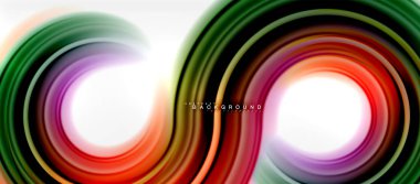Gökkuşağı sıvı renkli arka plan - girdap ve daireler, bükülmüş sıvı renkler, renkli mermer veya plastik dalgalı doku zemin, çok renkli şablonu için iş veya teknoloji