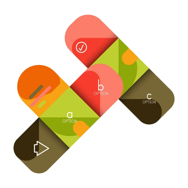 Infografik Option und Schritt für Schritt in abgerundeten Quadraten, Element von Diagramm, Diagramm, Diagramm mit Optionen, Teilen, Prozessen — Stockvektor