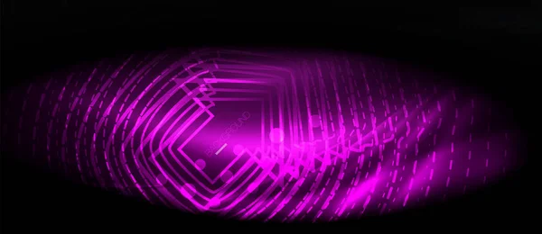 Neon glowing wave, magic energy and light motion background. Wallpaper template, hi-tech future concept — Stock Vector