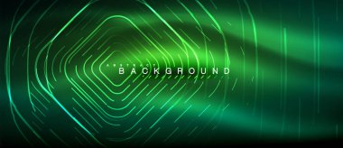 Neon parlayan çizgiler, sihirli enerji uzay ışığı konsepti, soyut arka plan duvar kağıdı tasarımı