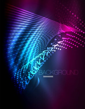 Yumuşak ışık efekti, parlak parlak neon koyu arka plan üzerinde düz çizgiler. Enerji Teknoloji fikir