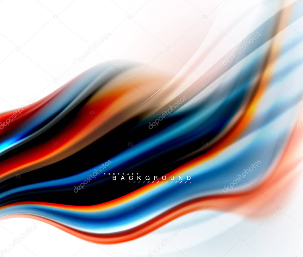 Fluid liquid mixing colors concept on light grey background, wave and swirl curve flow line, trendy abstract layout template for business presentation, app wallpaper banner, poster or wallpaper