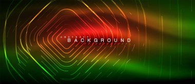 Neon parlayan çizgiler, sihirli enerji uzay ışığı konsepti, soyut arka plan duvar kağıdı tasarımı