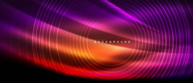 Neon parlayan çizgiler, sihirli enerji uzay ışığı konsepti, soyut arka plan duvar kağıdı tasarımı