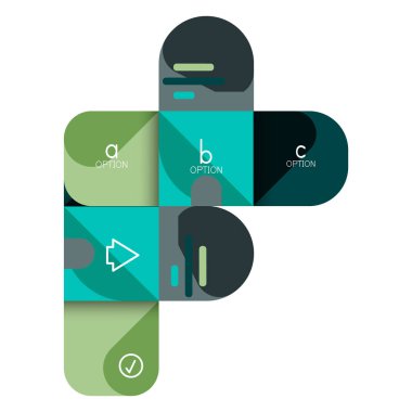 Infographics seçeneği ve adım adım içinde yuvarlak kareler, grafik, grafik, diyagram seçenekleri, parçalar, süreçleri ile unsuru