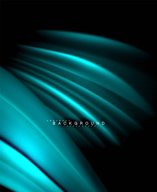 Neon parlayan dalga, sihirli enerji ve ışık arka plan. Vektör duvar kağıdı şablonu