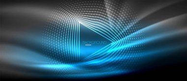 Neon parlayan dalga, sihirli enerji ve ışık arka plan. Duvar kağıdı şablonu, yüksek teknoloji gelecek kavramı