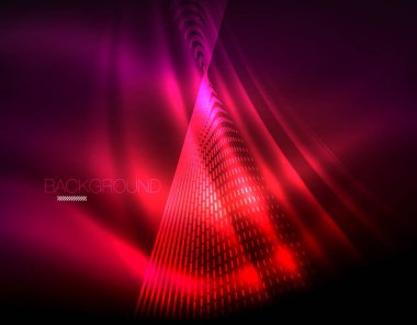 Yumuşak ışık efekti, parlak parlak neon koyu arka plan üzerinde düz çizgiler. Enerji Teknoloji fikir