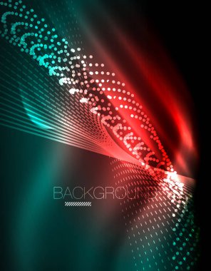 Yumuşak ışık efekti, parlak parlak neon koyu arka plan üzerinde düz çizgiler. Enerji Teknoloji fikir