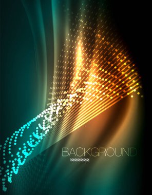 Yumuşak ışık efekti, parlak parlak neon koyu arka plan üzerinde düz çizgiler. Enerji Teknoloji fikir