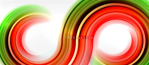 Regenboog vloeistof kleur lijn abstracte achtergrond - swirl en cirkels, twisted vloeibare kleuren ontwerp, kleurrijke marmer of kunststof golvende textuur achtergrond, veelkleurige sjabloon voor bedrijfs- of technologie — Stockvector