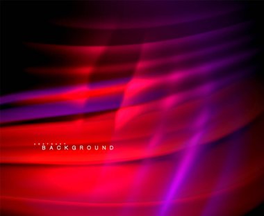 Neon parlayan dalga, sihirli enerji ve ışık arka plan. Vektör duvar kağıdı şablonu