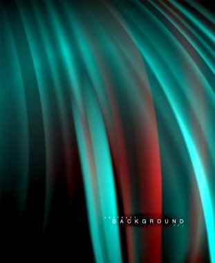 Neon parlayan dalga, sihirli enerji ve ışık arka plan. Vektör duvar kağıdı şablonu