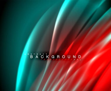 Neon parlayan dalga, sihirli enerji ve ışık arka plan. Vektör duvar kağıdı şablonu