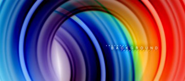 Gökkuşağı sıvı renkli arka plan - girdap ve daireler, bükülmüş sıvı renkler, renkli mermer veya plastik dalgalı doku zemin, çok renkli şablonu için iş veya teknoloji