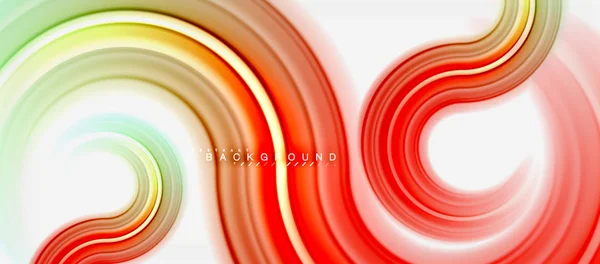 Warna cair Rainbow baris abstrak latar belakang berputar-putar dan lingkaran, memutar warna cair desain, warna marmer atau plastik bergelombang latar belakang tekstur, multicolored template untuk bisnis atau teknologi - Stok Vektor
