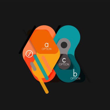 Düz tasarım geometrik infographics, ok şekli vektör etiket veya etiket, Fiyat etiketleri, promosyon rozet, simgesi tasarım, kağıt tarzı düzeni verileri grafik görselleştirme adım adım süreci için için teklif