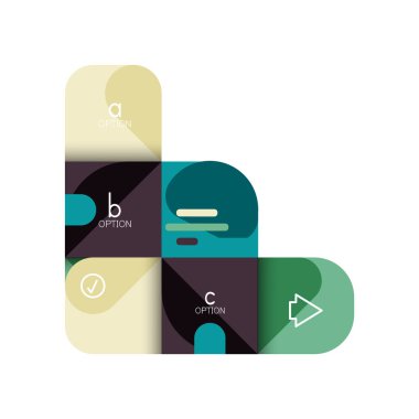 Infographics seçeneği ve adım adım içinde yuvarlak kareler, grafik, grafik, diyagram seçenekleri, parçalar, süreçleri ile unsuru