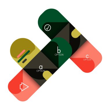 Infographics seçeneği ve adım adım içinde yuvarlak kareler, grafik, grafik, diyagram seçenekleri, parçalar, süreçleri ile unsuru