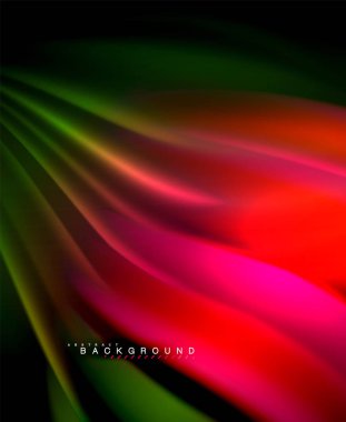 Neon holografik sıvı renkli dalga web, duvar kağıdı, desen, doku ve arka plan için