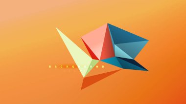 Arka plan - geometrik origami stil şekil kompozisyon, üçgen düşük poli tasarım konsepti. Renkli şık minimalist resimde