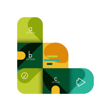 Infographics seçeneği ve adım adım içinde yuvarlak kareler, grafik, grafik, diyagram seçenekleri, parçalar, süreçleri ile unsuru