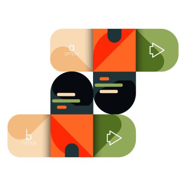 Infographics seçeneği ve adım adım içinde yuvarlak kareler, grafik, grafik, diyagram seçenekleri, parçalar, süreçleri ile unsuru