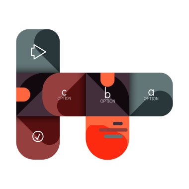 Infographics seçeneği ve adım adım içinde yuvarlak kareler, grafik, grafik, diyagram seçenekleri, parçalar, süreçleri ile unsuru