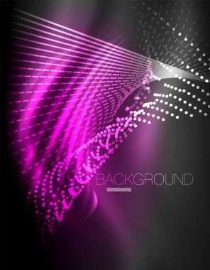 Yumuşak ışık efekti, parlak parlak neon koyu arka plan üzerinde düz çizgiler. Enerji Teknoloji fikir