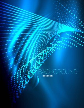 Yumuşak ışık efekti, parlak parlak neon koyu arka plan üzerinde düz çizgiler. Enerji Teknoloji fikir